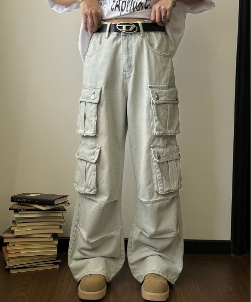 jeep レトロワイドデニムパンツ ライトウォッシュドポケット jeep レトロワイドデニムパンツ ライトウォッシュドユニセックス