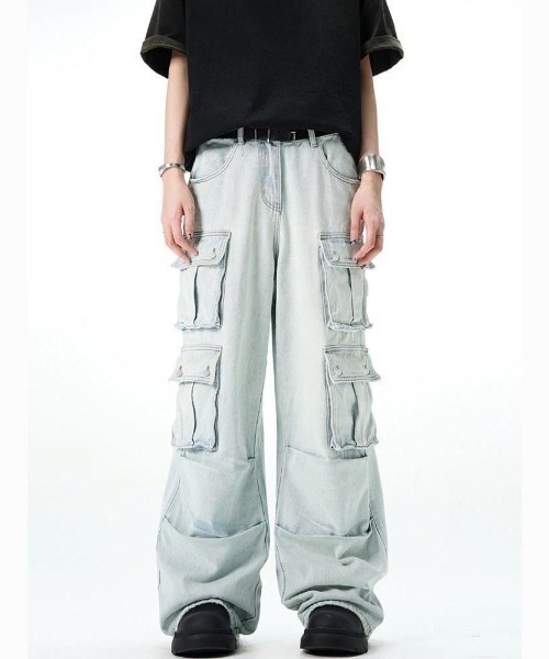 WE11DONE ウォッシュドデニムカーゴパンツ 美品 ウェルダン ヌビアン WE11DONE ウォッシュドデニムカーゴパンツ 美品 ウェルダン