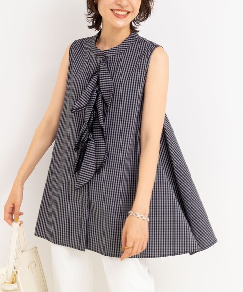 NOLLEY’S（ノーリーズ）の「リボンAラインシャツ（シャツ/ブラウス・レディース・ホワイト/サックスブルー/ブラック/ブラック系その他・38）」の4枚目の写真