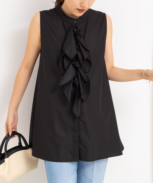 NOLLEY’S（ノーリーズ）の「リボンAラインシャツ（シャツ/ブラウス・レディース・ホワイト/サックスブルー/ブラック/ブラック系その他・38）」の3枚目の写真