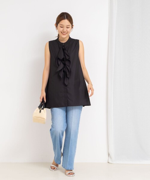 NOLLEY’S（ノーリーズ）の「リボンAラインシャツ（シャツ/ブラウス・レディース・ホワイト/サックスブルー/ブラック/ブラック系その他・38）」の5枚目の写真