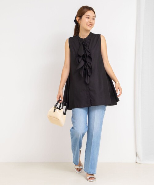 NOLLEY’S（ノーリーズ）の「リボンAラインシャツ（シャツ/ブラウス・レディース・ホワイト/サックスブルー/ブラック/ブラック系その他・38）」の6枚目の写真