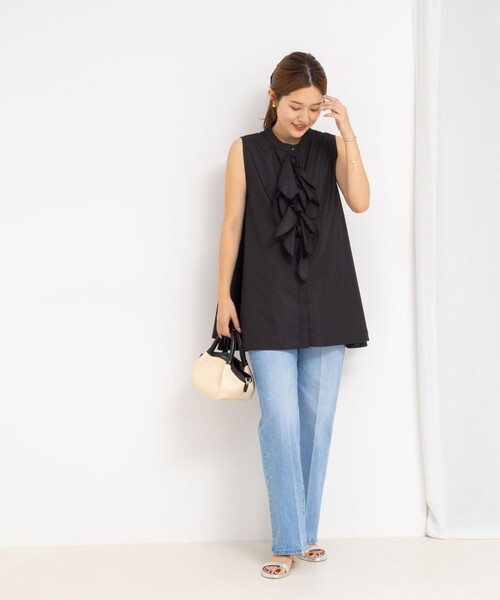 NOLLEY’S（ノーリーズ）の「リボンAラインシャツ（シャツ/ブラウス・レディース・ホワイト/サックスブルー/ブラック/ブラック系その他・38）」の9枚目の写真