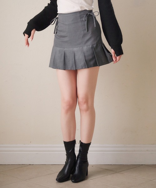 セール】side ribbon pleat skirt / サイドリボンプリーツスカート