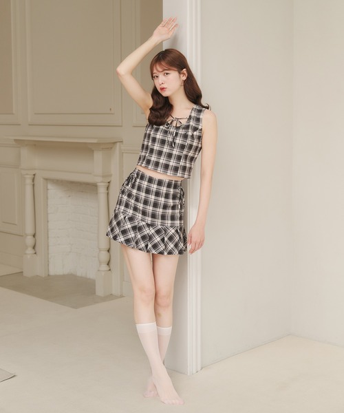 スカート Drape Ribbon Skirt pinch ribbon skirt -black- | mieya mieya