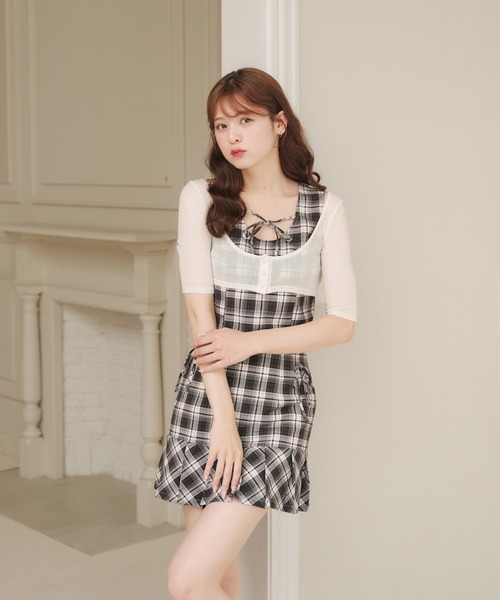 fupel（フぺル）の「side ribbon pleat skirt / サイドリボンプリーツスカート(セットアップ対応)（スカート・レディース・グレー/ブラック・FREE）」の19枚目の写真