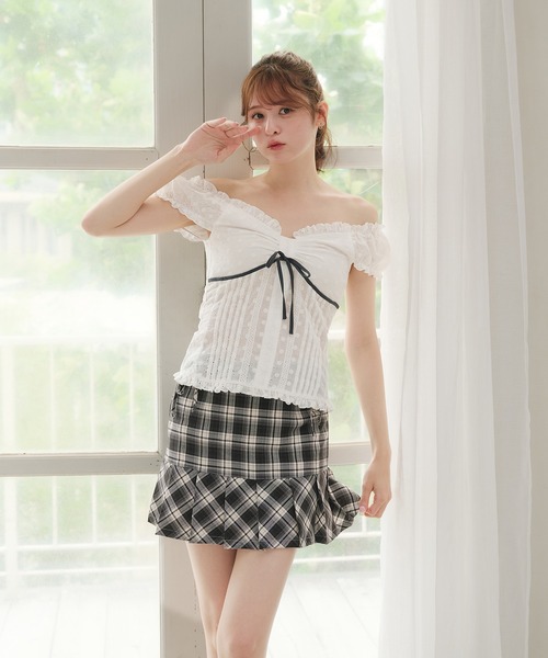 fupel（フぺル）の「side ribbon pleat skirt / サイドリボンプリーツスカート(セットアップ対応)（スカート・レディース・グレー/ブラック・FREE）」の21枚目の写真