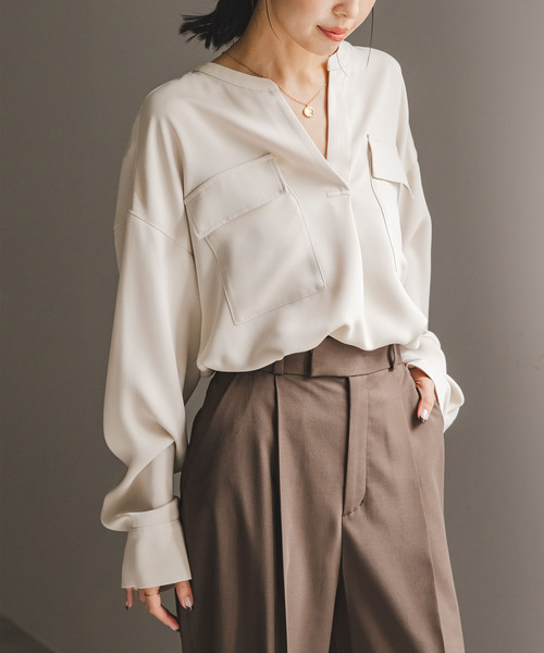 NOBLE ワークディテールドレープシャツ anuans frayid NOBLE ワークディテールドレープシャツ anuans frayid シャツ