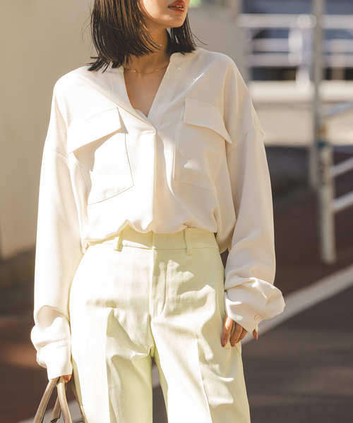 未使用タグ付き✳︎ NOBLE ノーブル ワークディテールドレープシャツ 追加》ワークディテールドレープシャツ 3（シャツ/ブラウス