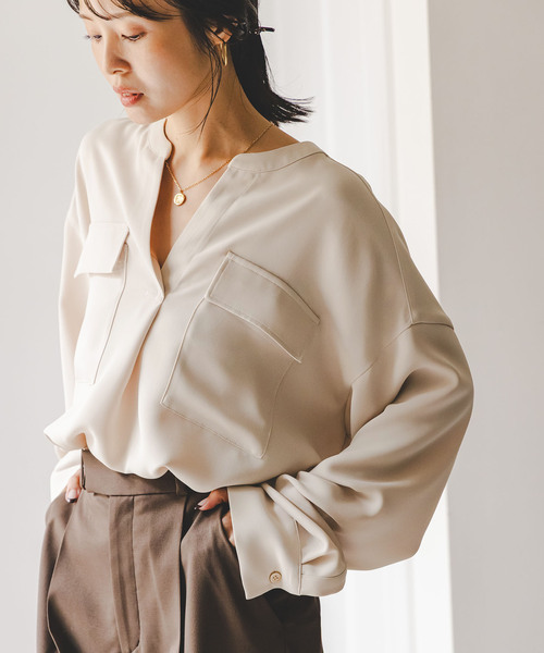 セール】《WEB限定追加》ワークディテールドレープシャツ 5（シャツ