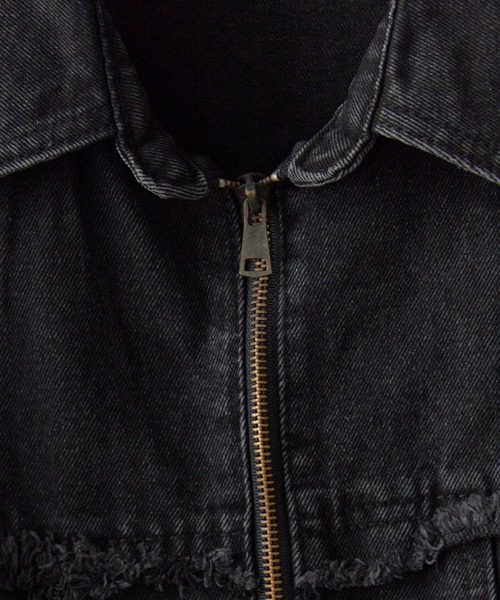 セール】Damaged Short-Sleeved Denim Jacket / ダメージ加工