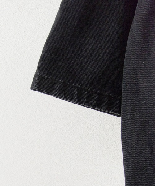 Theater code(シアターコード)の「Damaged Short-Sleeved Denim Jacket / ダメージ加工 半袖デニムジャケット 秋 秋服メンズ 2026年秋冬(デニムジャケット・メンズ・ブラック/ブルー/オレンジ・M/L)」の7枚目の写真