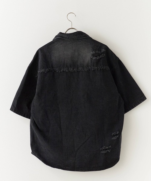 セール】Damaged Short-Sleeved Denim Jacket / ダメージ加工 半袖