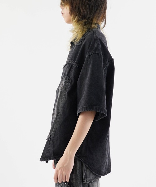 セール】Damaged Short-Sleeved Denim Jacket / ダメージ加工 半袖