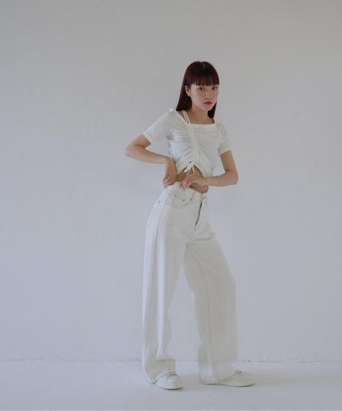 cunii 】 アシメオフショルドロストトップス（Tシャツ/カットソー