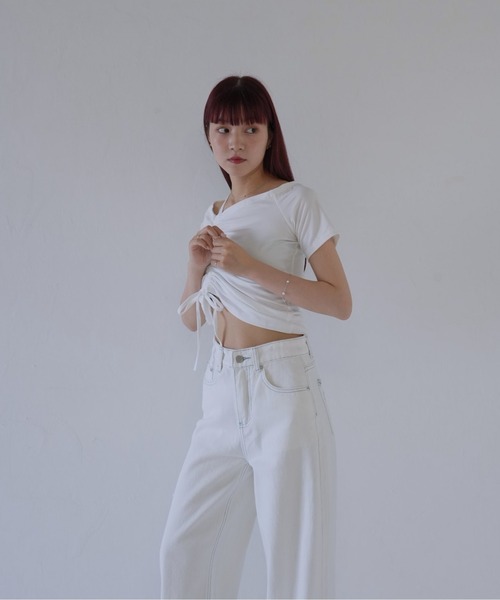 Uenui(ウニュイ)の「【 cunii 】 アシメオフショルドロストトップス(Tシャツ/カットソー・レディース・ホワイト/ブラック・FREE)」の21枚目の写真
