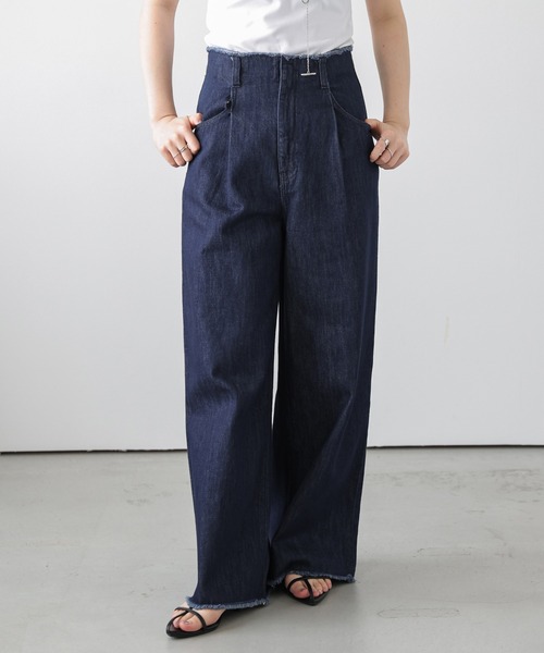 ウエストカットオフデニムパンツ