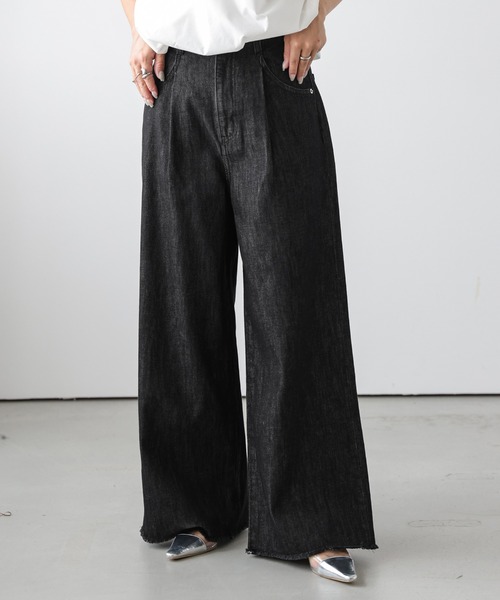 ウエストカットオフデニムパンツ