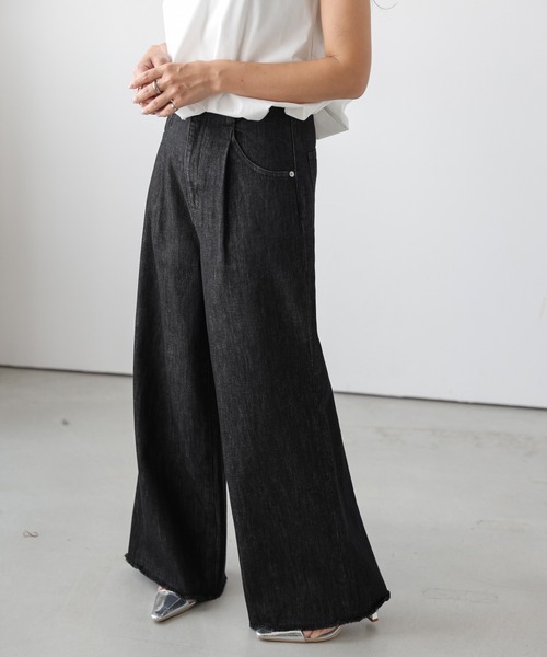 ウエストカットオフデニムパンツ