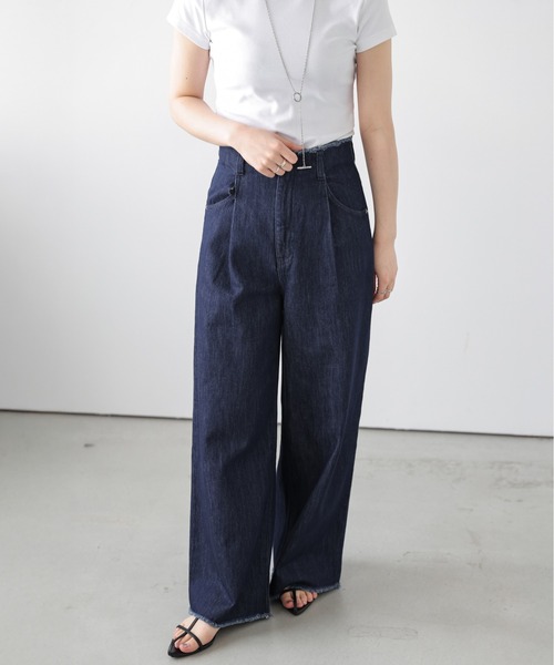 ウエストカットオフデニムパンツ