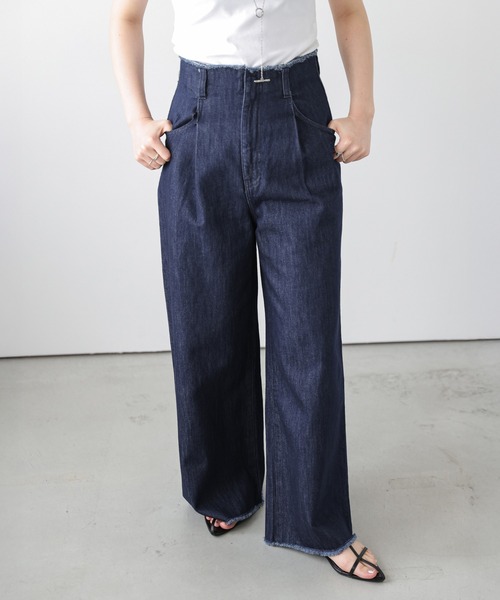 ウエストカットオフデニムパンツ