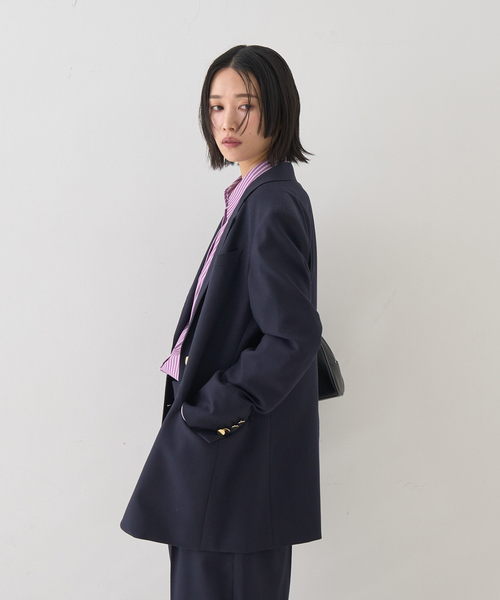 Rouge vif(ルージュヴィフ)の「【セットアップ対応】メンズライクウール混サキソニージャケット(テーラードジャケット・レディース・ダークネイビー/ブラック・36/38)」の7枚目の写真