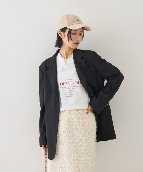 Rouge vif(ルージュヴィフ)の「【セットアップ対応】メンズライクウール混サキソニージャケット(テーラードジャケット・レディース・ダークネイビー/ブラック・36/38)」の9枚目の写真