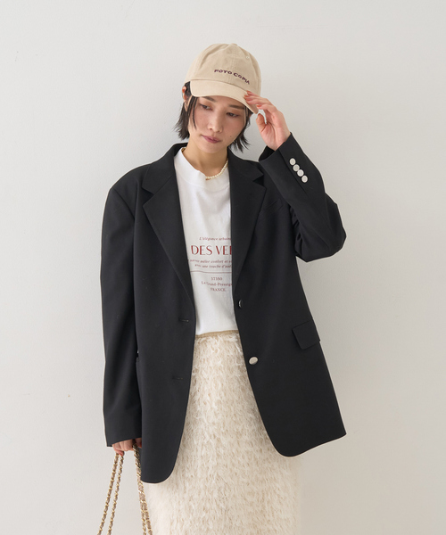 Rouge vif(ルージュヴィフ)の「【セットアップ対応】メンズライクウール混サキソニージャケット(テーラードジャケット・レディース・ダークネイビー/ブラック・36/38)」の10枚目の写真