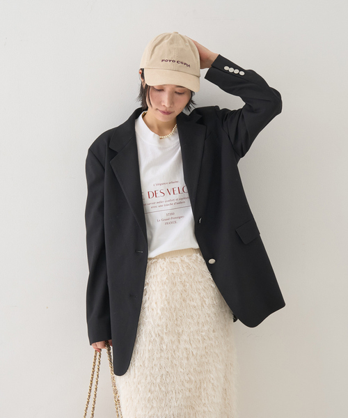 Rouge vif(ルージュヴィフ)の「【セットアップ対応】メンズライクウール混サキソニージャケット(テーラードジャケット・レディース・ダークネイビー/ブラック・36/38)」の11枚目の写真