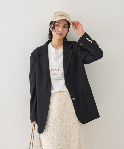 Rouge vif(ルージュヴィフ)の「【セットアップ対応】メンズライクウール混サキソニージャケット(テーラードジャケット・レディース・ダークネイビー/ブラック・36/38)」の12枚目の写真