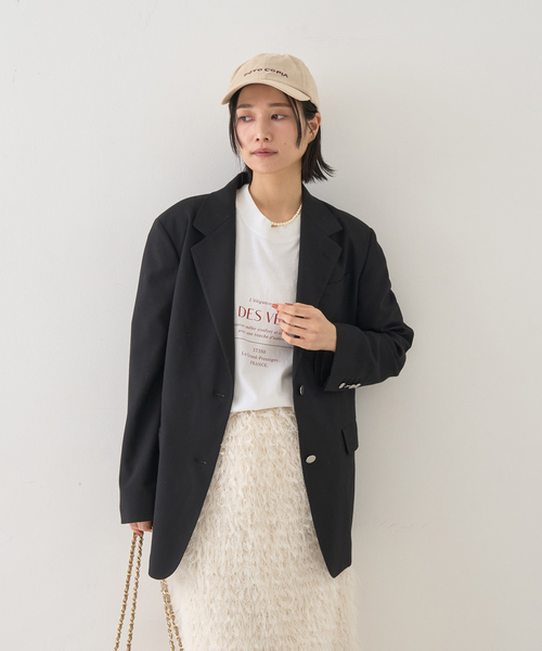 Rouge vif(ルージュヴィフ)の「【セットアップ対応】メンズライクウール混サキソニージャケット(テーラードジャケット・レディース・ダークネイビー/ブラック・36/38)」の13枚目の写真