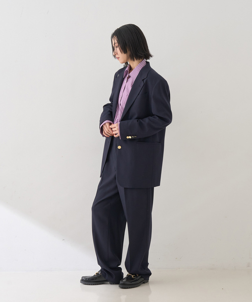 Rouge vif(ルージュヴィフ)の「【セットアップ対応】メンズライクウール混サキソニージャケット(テーラードジャケット・レディース・ダークネイビー/ブラック・36/38)」の18枚目の写真