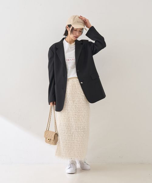 Rouge vif(ルージュヴィフ)の「【セットアップ対応】メンズライクウール混サキソニージャケット(テーラードジャケット・レディース・ダークネイビー/ブラック・36/38)」の20枚目の写真