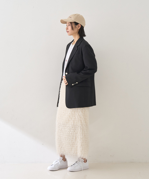 Rouge vif(ルージュヴィフ)の「【セットアップ対応】メンズライクウール混サキソニージャケット(テーラードジャケット・レディース・ダークネイビー/ブラック・36/38)」の22枚目の写真