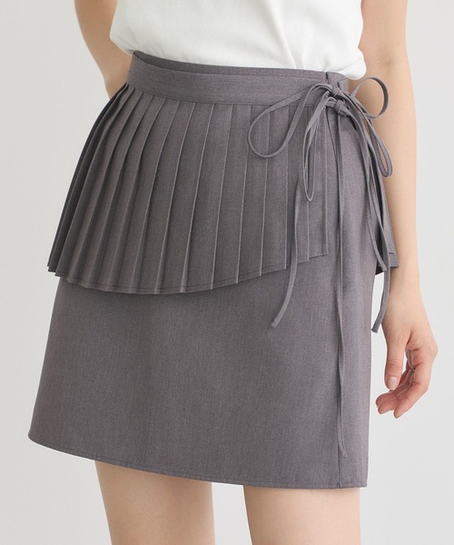 earth music&ecology（アースミュージックアンドエコロジー）の「SET2点プリーツラップスカート＋ミニスカート（スカート・レディース・アイボリー/グレー/ブラック・S/M）」の3枚目の写真