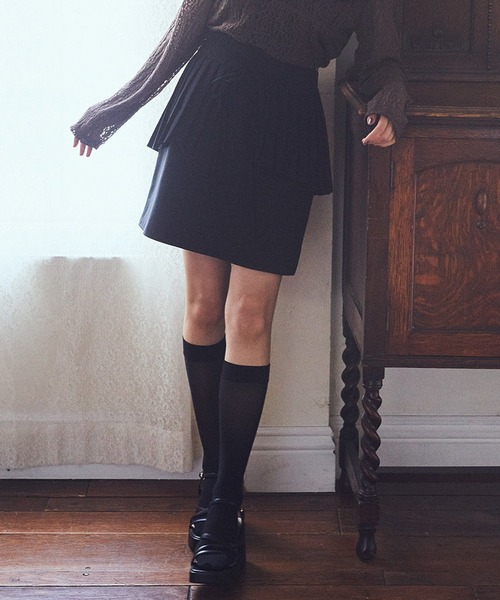 earth music&ecology（アースミュージックアンドエコロジー）の「SET2点プリーツラップスカート＋ミニスカート（スカート・レディース・アイボリー/グレー/ブラック・S/M）」の4枚目の写真