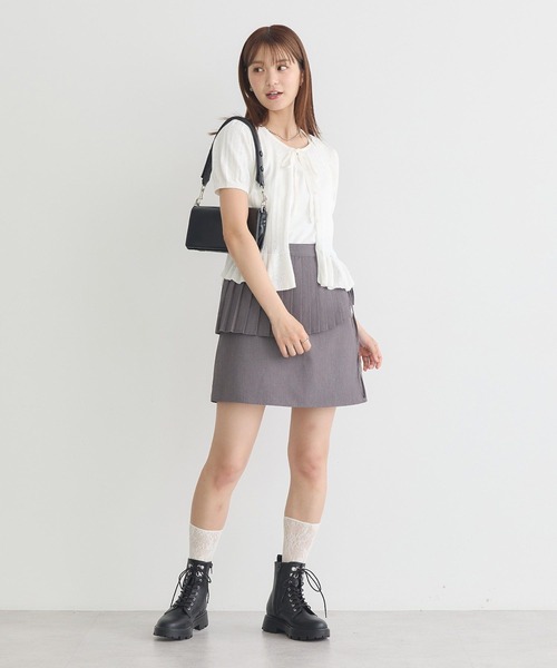 earth music&ecology（アースミュージックアンドエコロジー）の「SET2点プリーツラップスカート＋ミニスカート（スカート・レディース・アイボリー/グレー/ブラック・S/M）」の15枚目の写真