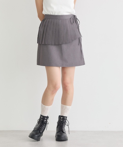 earth music&ecology（アースミュージックアンドエコロジー）の「SET2点プリーツラップスカート＋ミニスカート（スカート・レディース・アイボリー/グレー/ブラック・S/M）」の11枚目の写真
