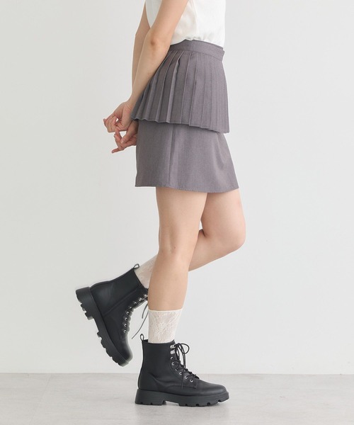 earth music&ecology（アースミュージックアンドエコロジー）の「SET2点プリーツラップスカート＋ミニスカート（スカート・レディース・アイボリー/グレー/ブラック・S/M）」の13枚目の写真