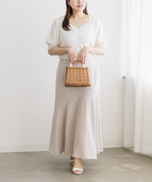 CLETTE(クレット)の「アシメ切替マーメイドスカート(スカート・レディース・チャコールグレー/ブラック/ライトベージュ・LL/3L/4L)」の16枚目の写真