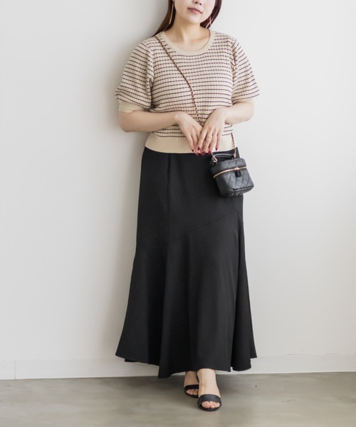 CLETTE(クレット)の「アシメ切替マーメイドスカート(スカート・レディース・チャコールグレー/ブラック/ライトベージュ・LL/3L/4L)」の7枚目の写真