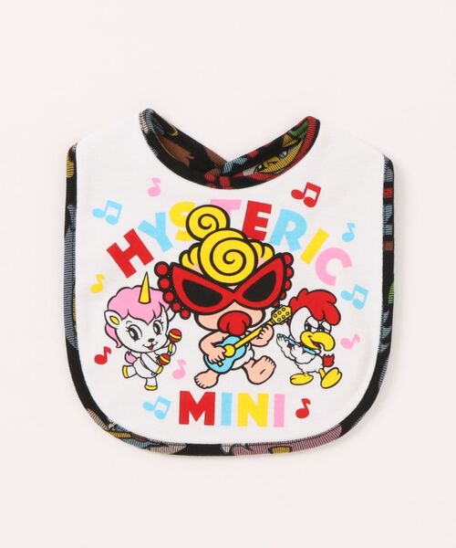 HYSTERIC MINI（ヒステリックミニ）の「HYS-MINI BAND CLUB総柄 RV スタイ（その他ベビー用品・キッズ・ブラック系その他/イエロー系その他/ホワイト系その他・FREE）」の3枚目の写真