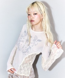 Candy Stripper | TATTOO LACE SHEER トップス(Tシャツ/カットソー)