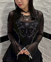 Candy Stripper | TATTOO LACE SHEER トップス(Tシャツ/カットソー)