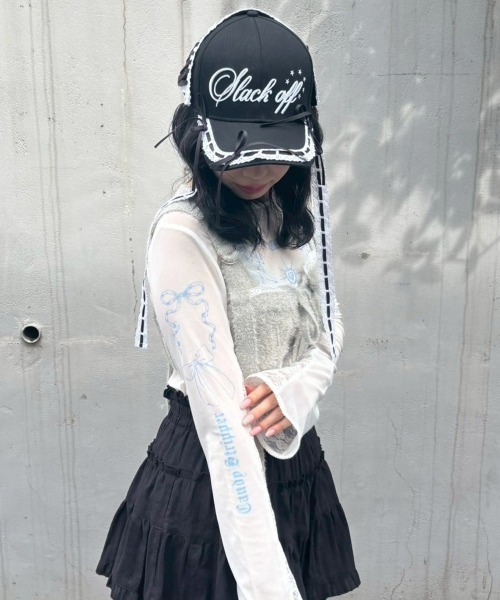 Candy Stripper(キャンディストリッパー)の「TATTOO LACE SHEER トップス(Tシャツ/カットソー・レディース・ベージュ/オフホワイト/ブラック・FREE)」の19枚目の写真