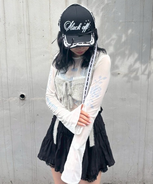 Candy Stripper(キャンディストリッパー)の「TATTOO LACE SHEER トップス(Tシャツ/カットソー・レディース・ベージュ/オフホワイト/ブラック・FREE)」の20枚目の写真