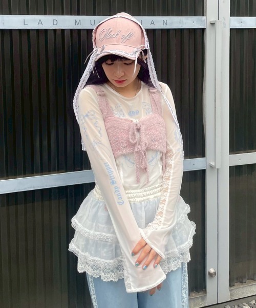 Candy Stripper(キャンディストリッパー)の「TATTOO LACE SHEER トップス(Tシャツ/カットソー・レディース・ベージュ/オフホワイト/ブラック・FREE)」の12枚目の写真