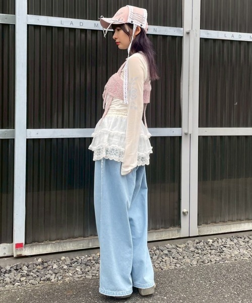 Candy Stripper(キャンディストリッパー)の「TATTOO LACE SHEER トップス(Tシャツ/カットソー・レディース・ベージュ/オフホワイト/ブラック・FREE)」の14枚目の写真