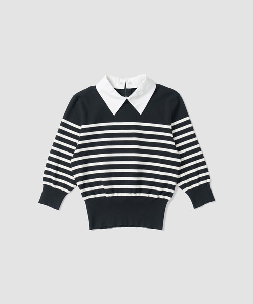 【美品】ESTNATION / 2WAY襟付きニット ESTNATION / 2WAY 襟付きハーフスリーブ ニット《EXCLUSIVE