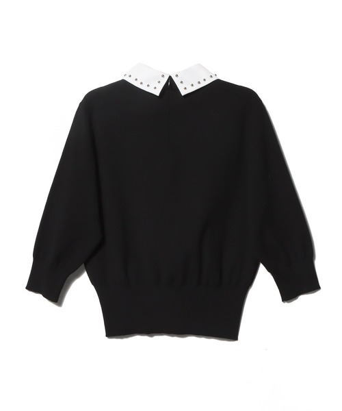 定価2.6万 美品　ESTNATION　襟付きハーフスリーブ ニット　ブラック セール】ESTNATION / 2WAY 襟付きハーフスリーブ ニット《EXCLUSIVE